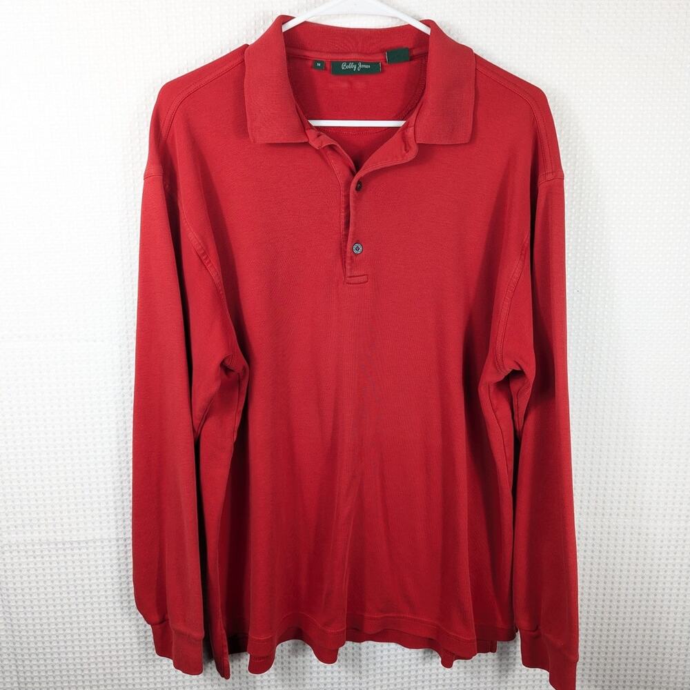 Bobby Jones M Red Long Sleeve Polo Shirt Men's 100% Pima Cotton Made in Peru